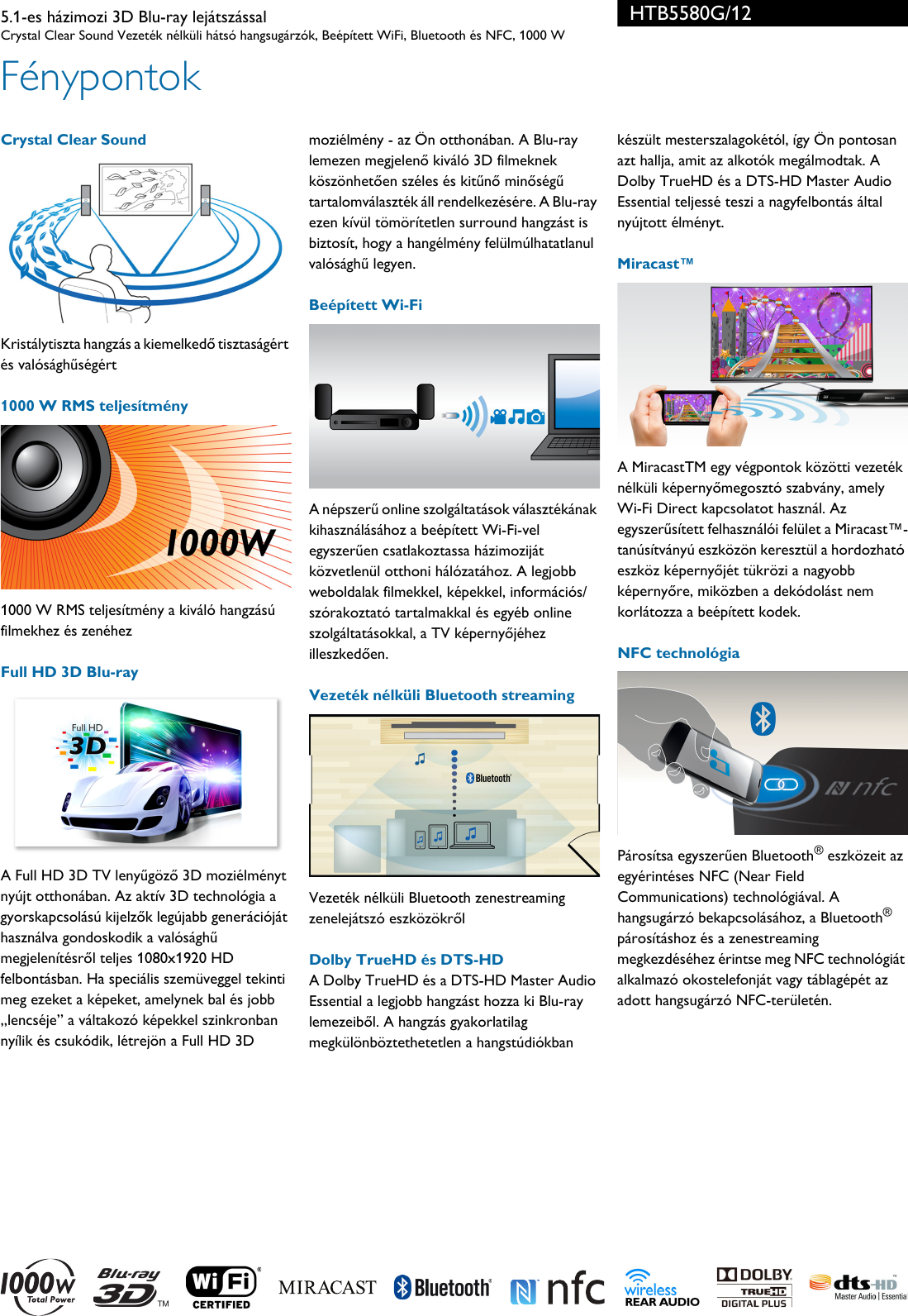 Page 2 of 3 - Philips HTB5580G/12 5.1-es Házimozi 3D Blu-ray Lejátszással Házimozi Lejátszással Htb5580g 12 Pss Hunhu