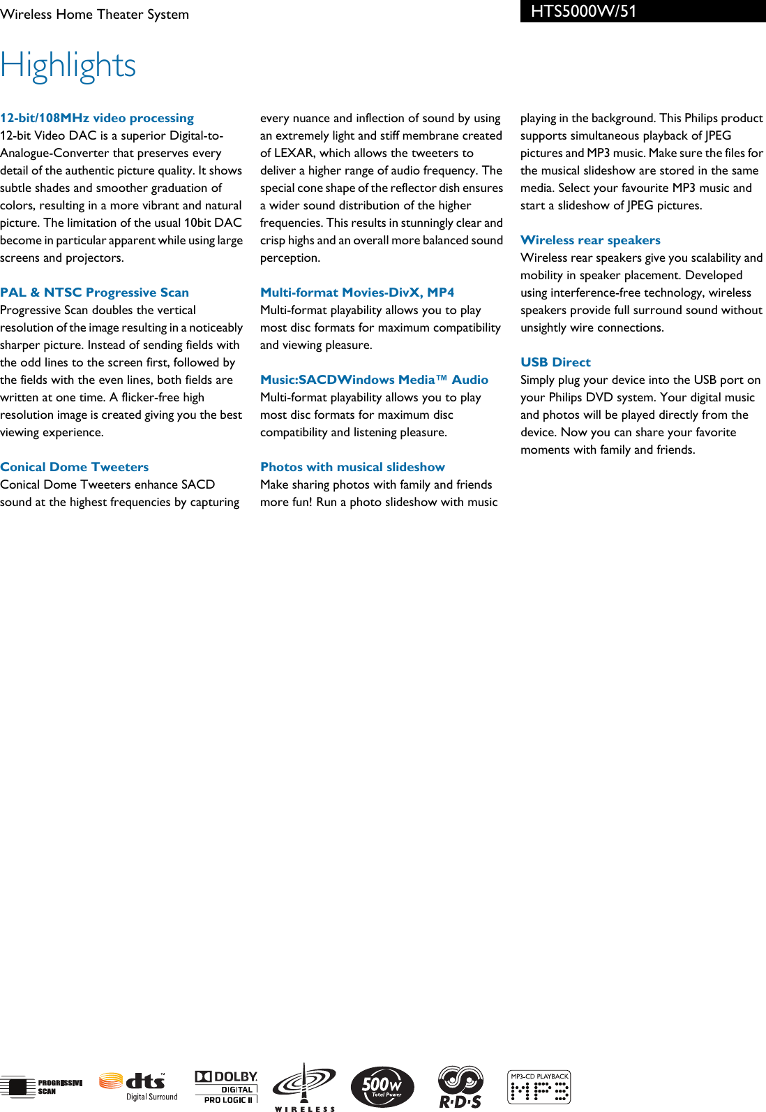 philips hts 5000w wireless home theater system