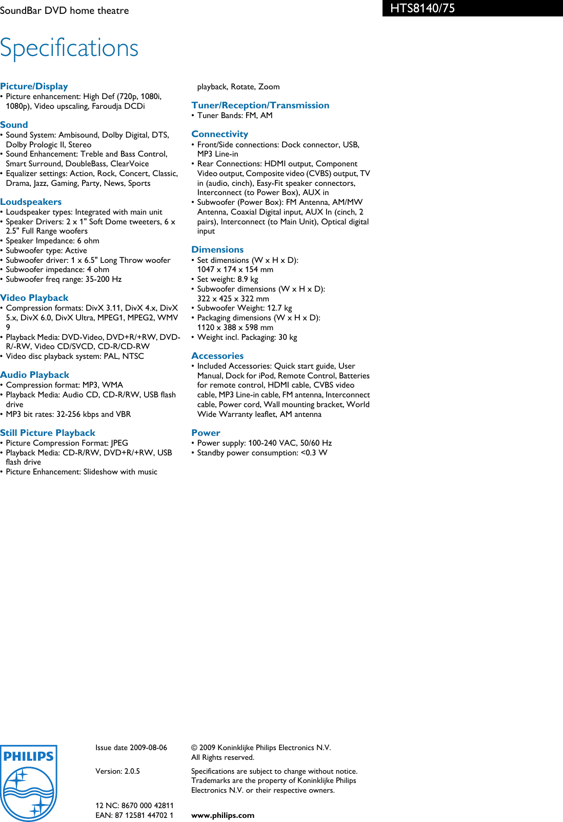 soundbar philips hts8140