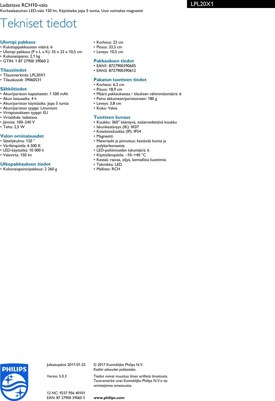 Page 3 of 3 - Philips LPL20X1 Ladattava RCH10-valo Pss Finfi