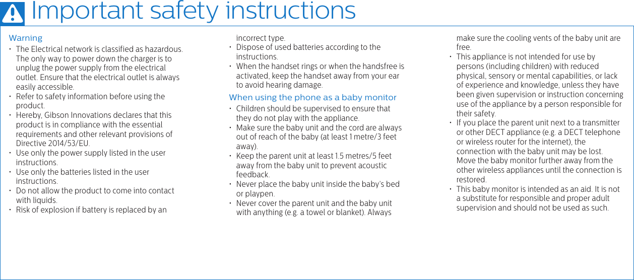 Page 2 of 11 - Philips M9 English Short User Manual M9951b 01 Ums Aen