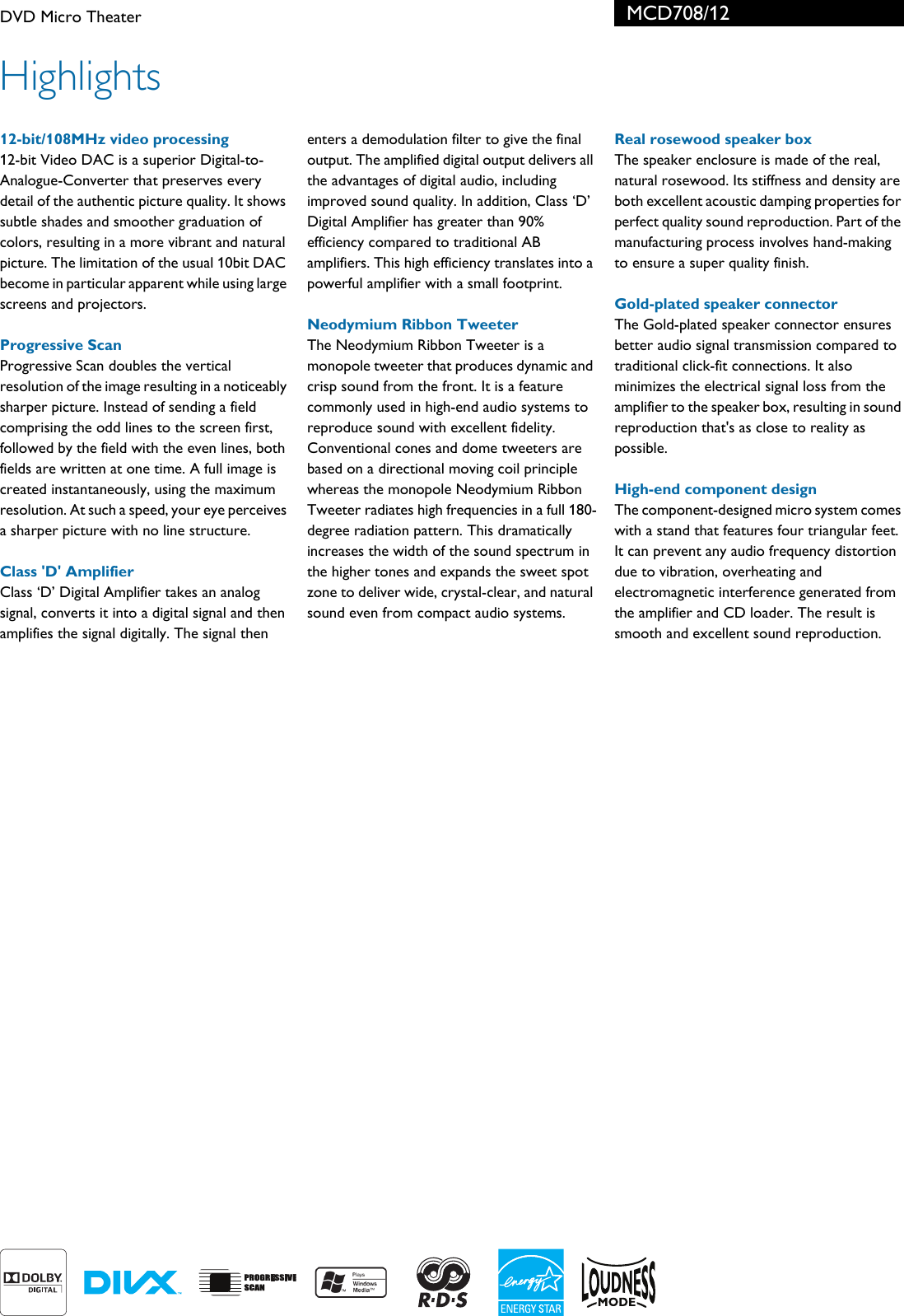 Page 2 of 3 - Philips MCD708/12 DVD Micro Theater Leaflet Mcd708 12 Pss