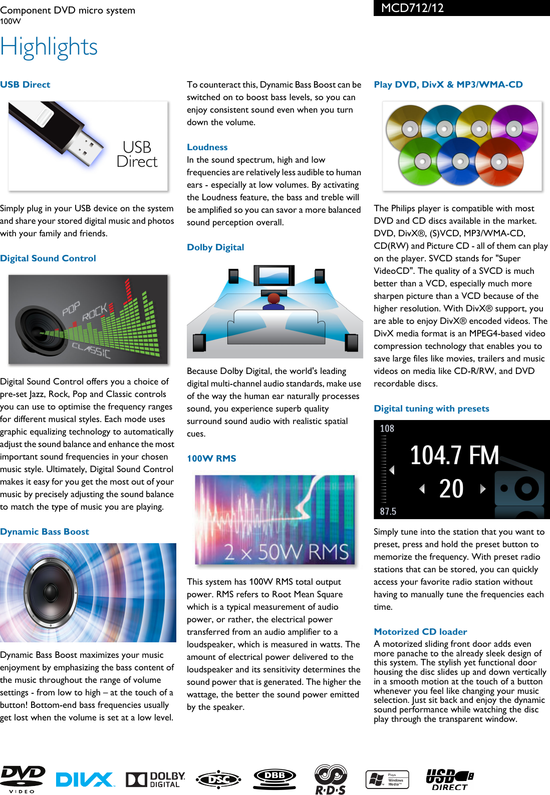 Page 2 of 3 - Philips MCD712/12 Component DVD Micro System Mcd712 12 Pss Aenbe