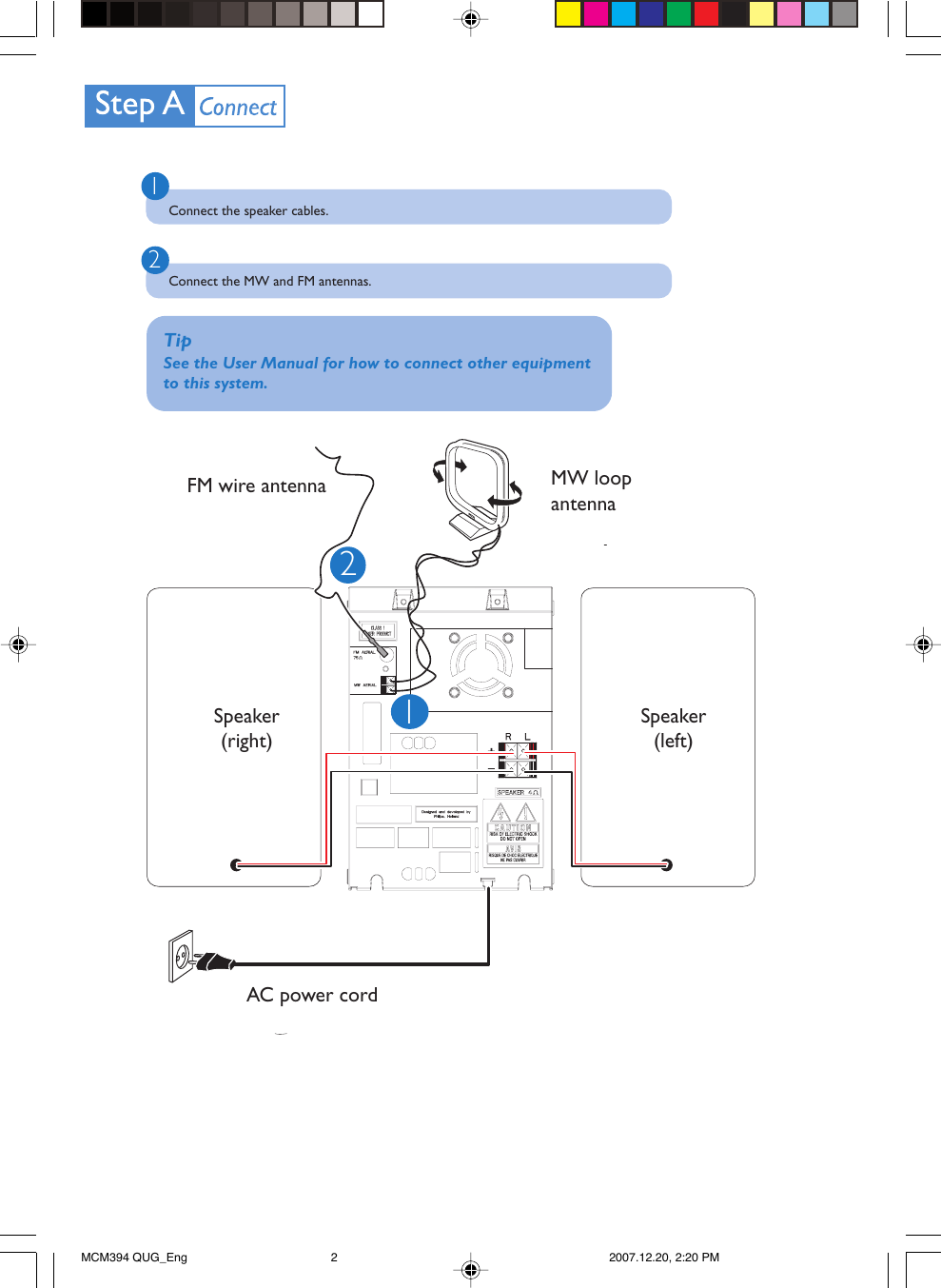 Page 2 of 4 - Philips MCM394 QUG_Eng Quick Start Guide 12 Qsg Aen
