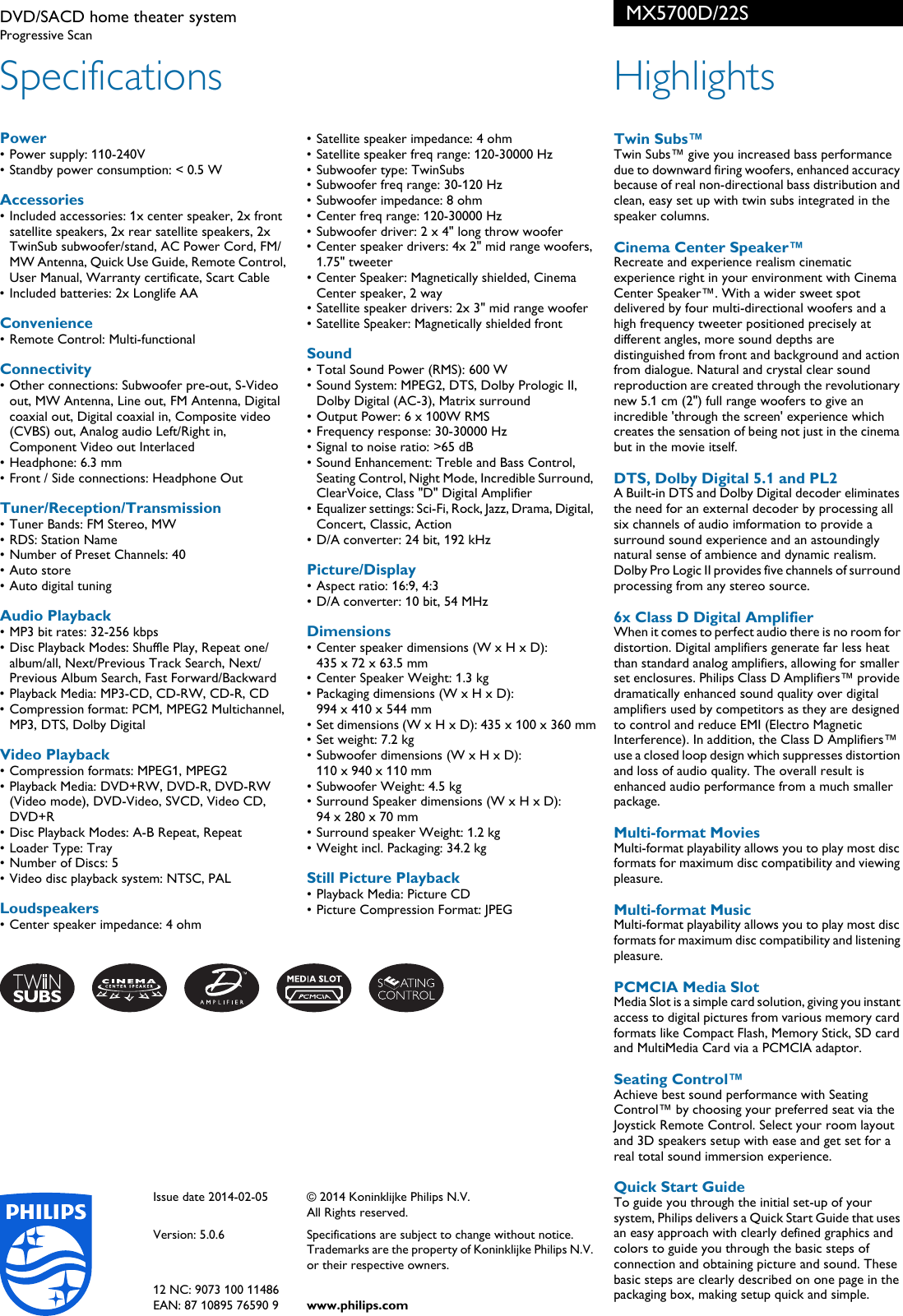 Page 2 of 2 - Philips MX5700D/22S DVD/SACD Home Theater System Voldik Mx5700d 22s Pss