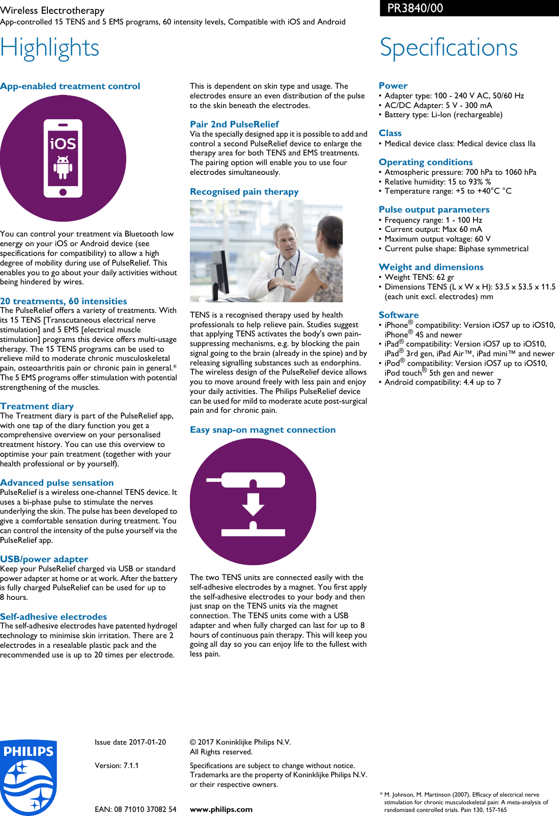 Page 2 of 2 - Philips PR3840/00 Wireless Electrotherapy Leaflet Pr3840 00 Pss Enggb