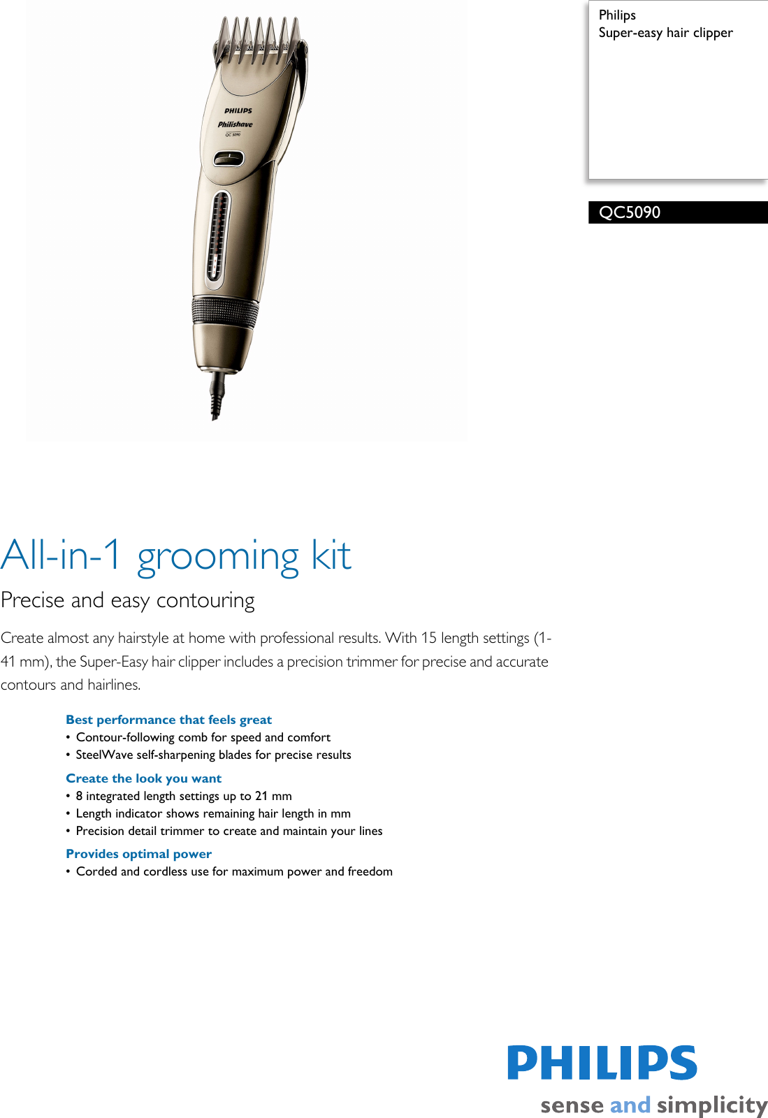 Philips Qc5090 00 Super Easy Hair Clipper Qc5090 00 Pss Engal
