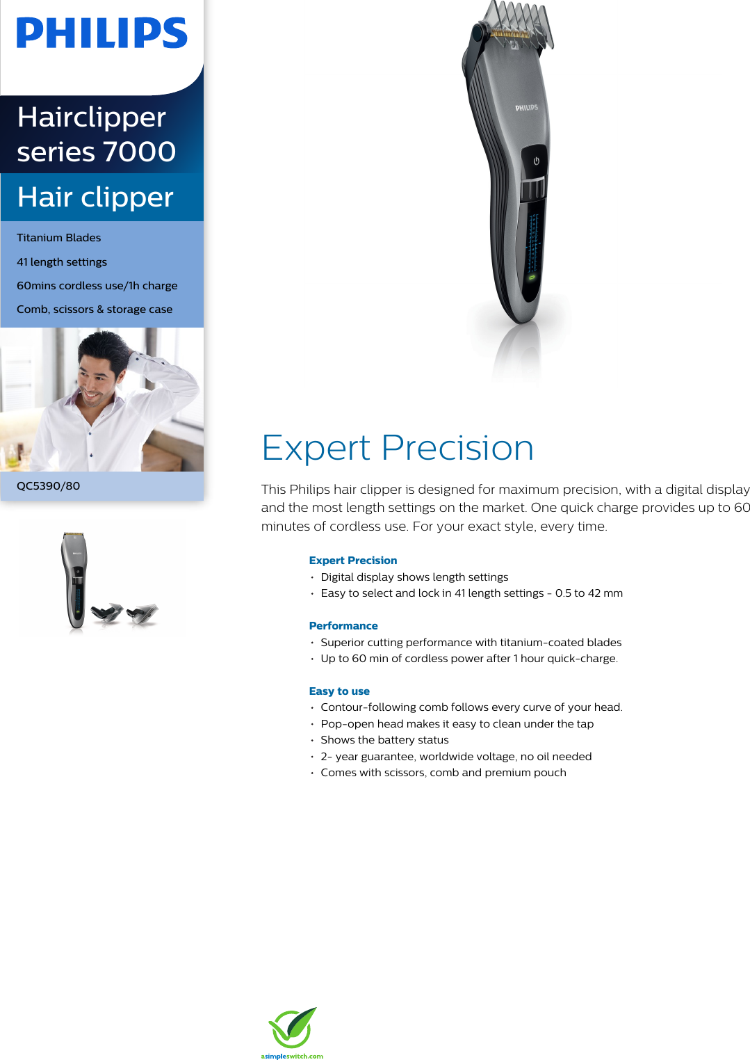philips hair trimmer qc5390 80