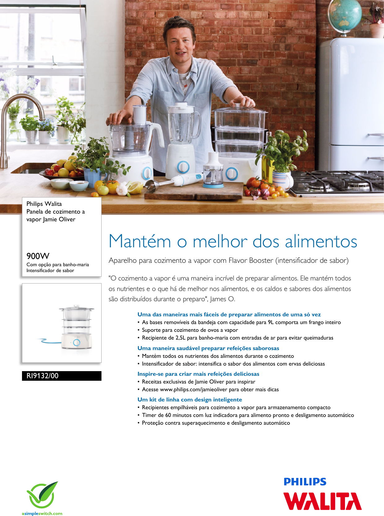 Philips Ri9132 00 Panela De Cozimento A Vapor Jamie Oliver Ri9132