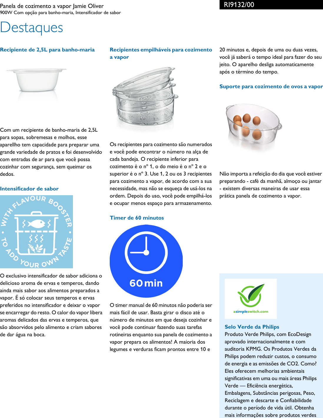 Page 2 of 3 - Philips RI9132/00 Panela De Cozimento A Vapor Jamie Oliver Ri9132 00 Pss Brpbr