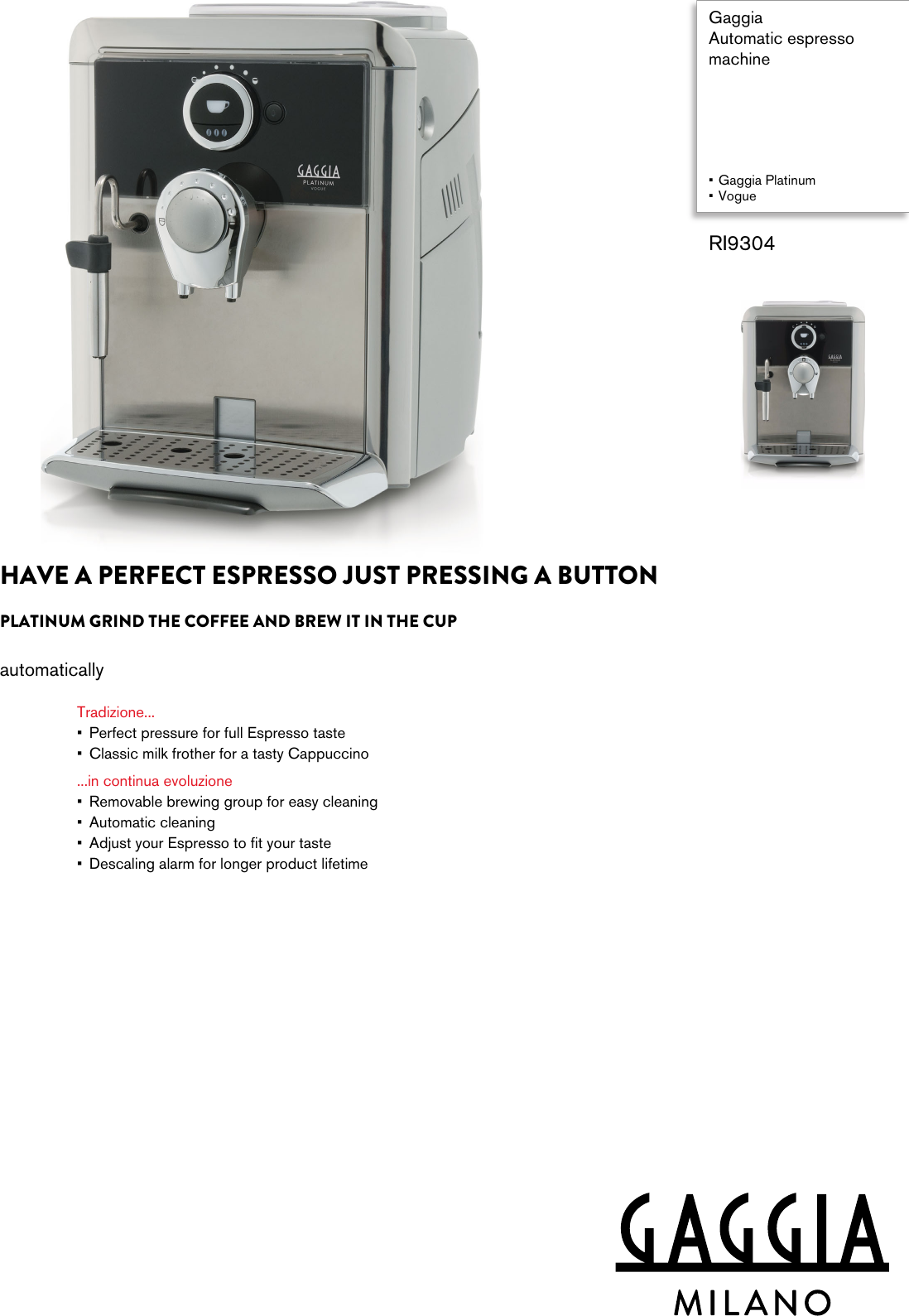Gaggia Automatic Espresso Machine 