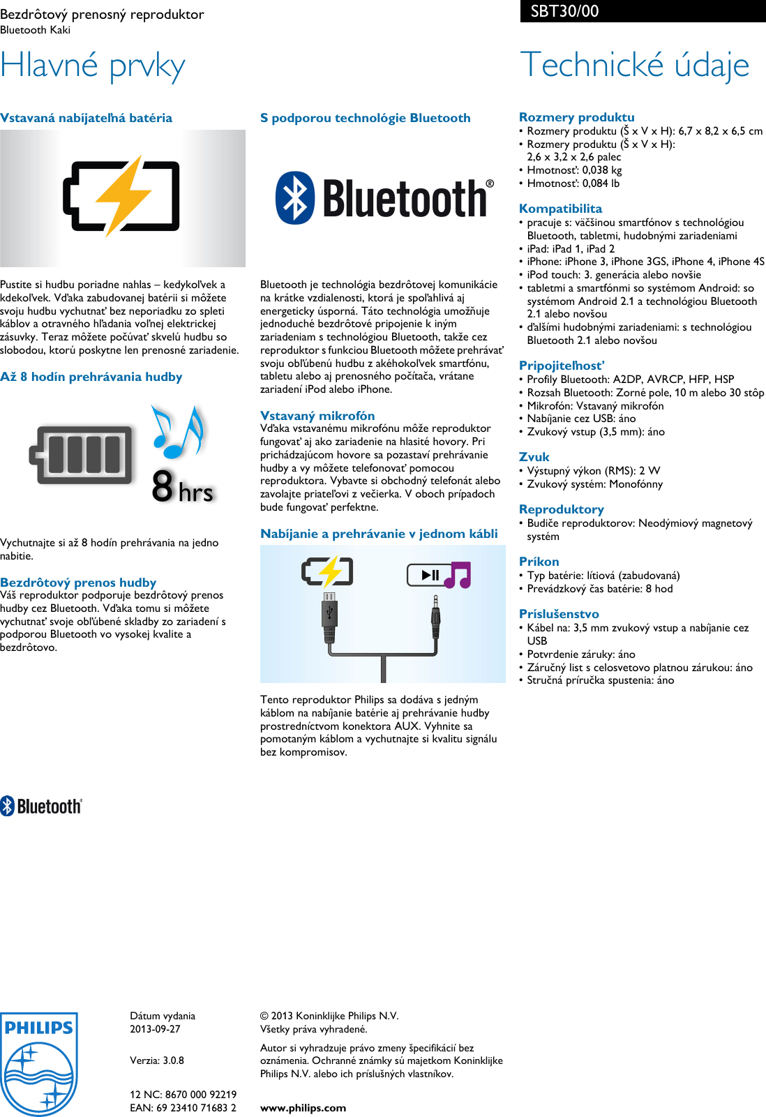 Page 2 of 2 - Philips SBT30/00 Bezdrôtový Prenosný Reproduktor BezdrÃ´tovÃ½ PrenosnÃ½ Sbt30 00 Pss Slksk