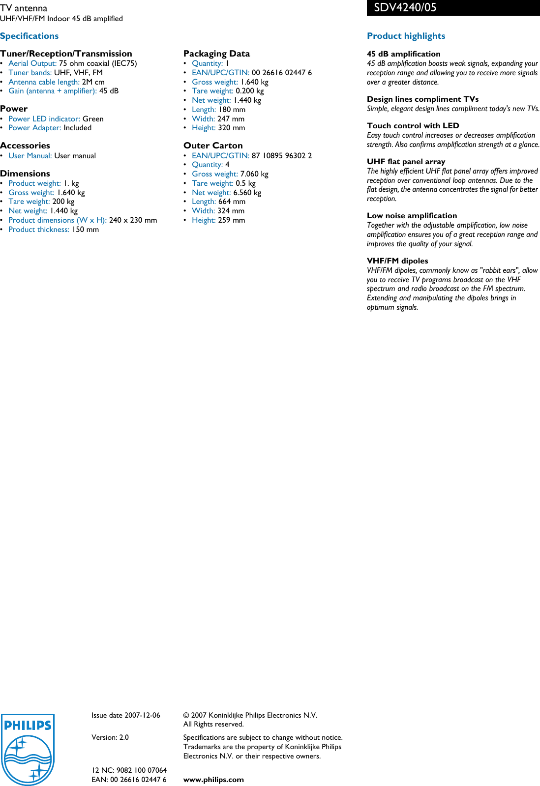 Page 2 of 2 - Philips SDV4240/05 TV Antenna Sdv4240 05 Pss Engat