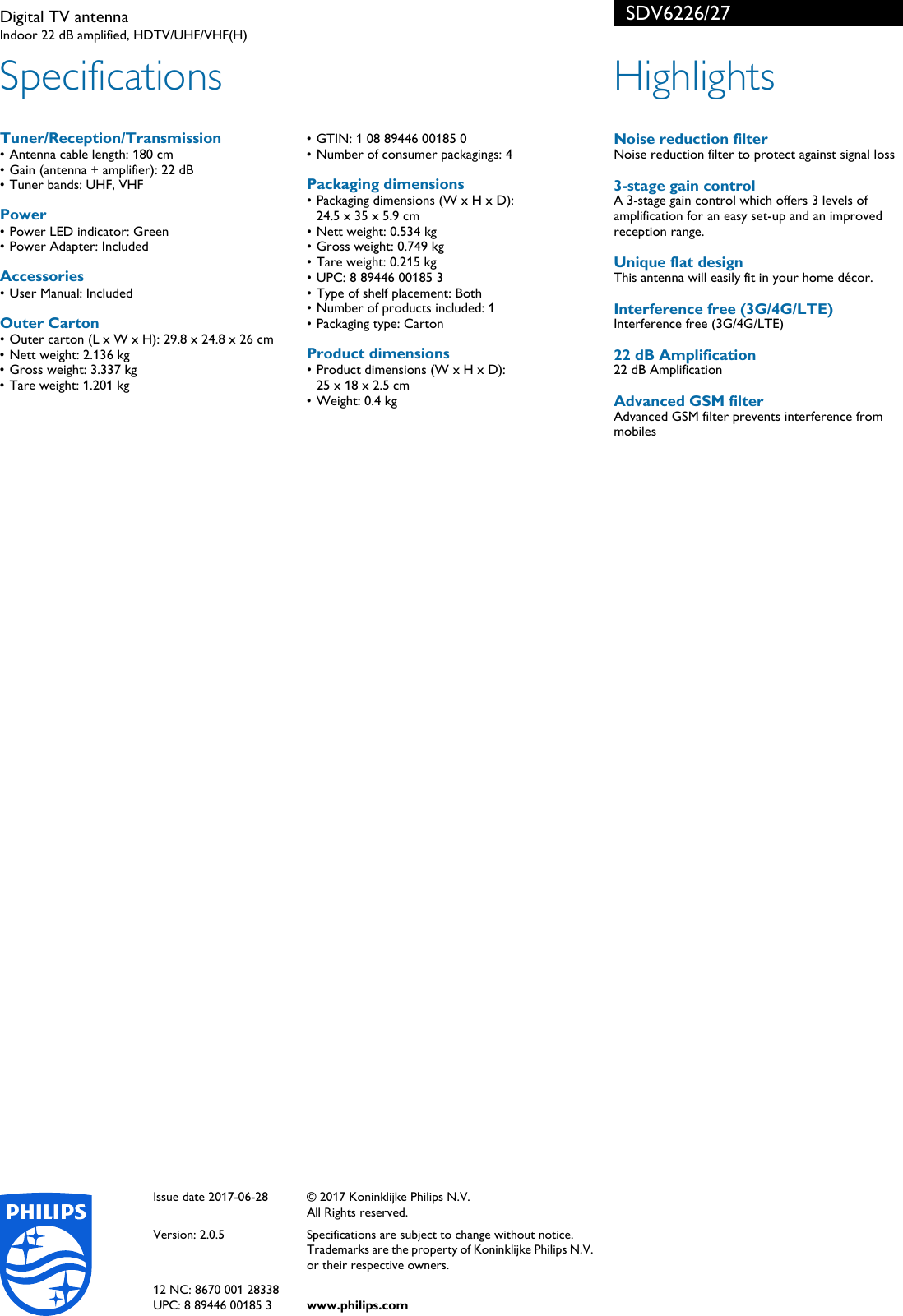 Page 2 of 2 - Philips SDV6226/27 Digital TV Antenna Sdv6226 27 Pss Aenca