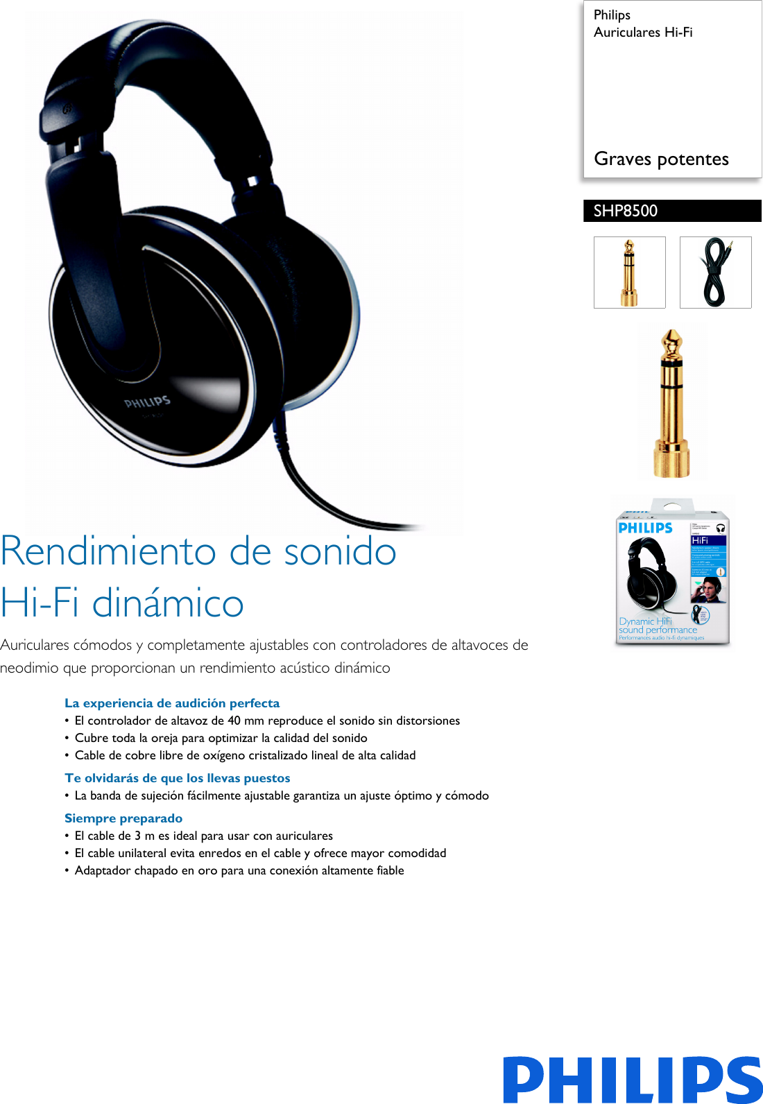 Page 1 of 2 - Philips SHP8500/00 Auriculares Hi-Fi Shp8500 00 Pss Espes