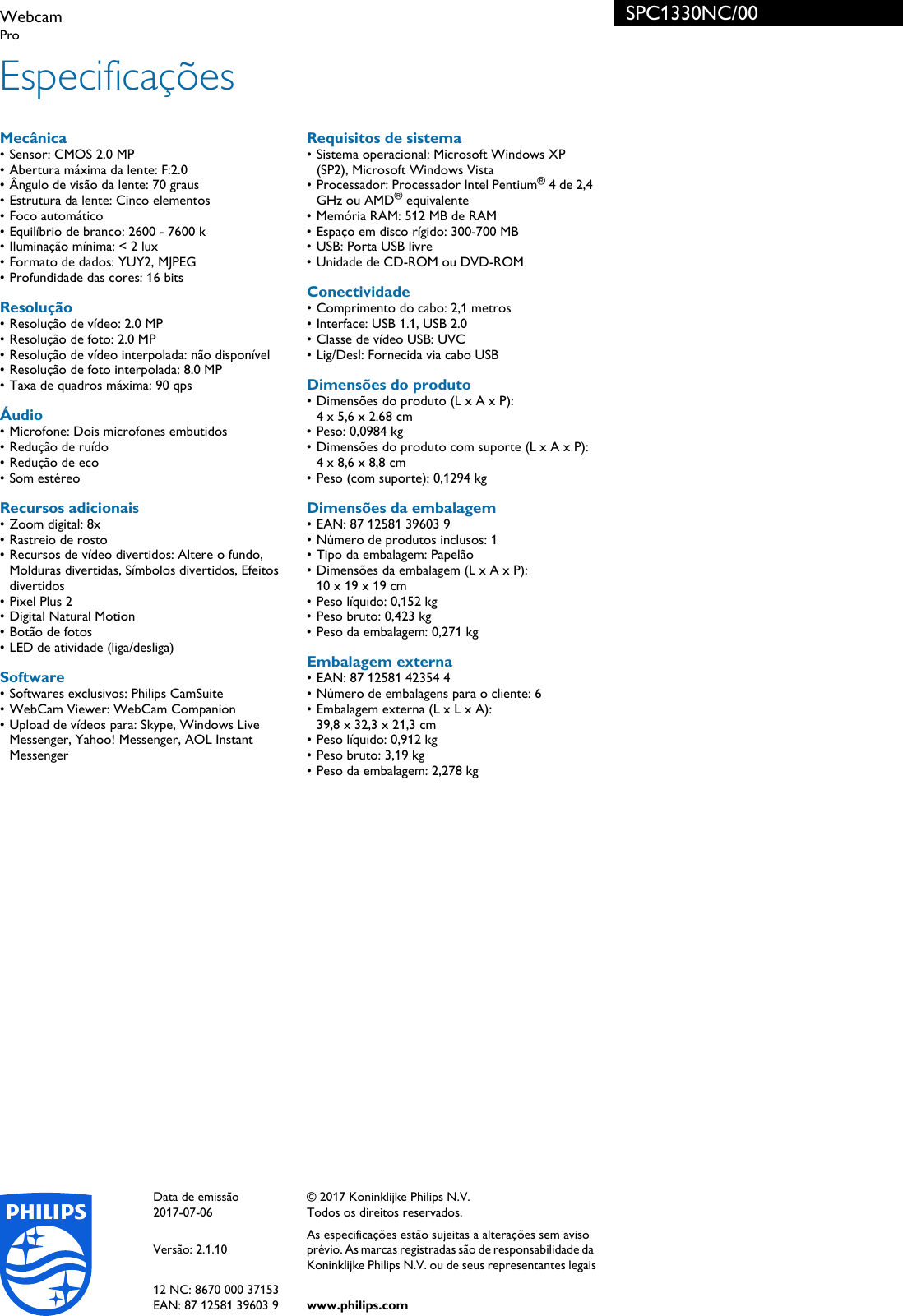 Page 3 of 3 - Philips SPC1330NC/00 Webcam Spc1330nc 00 Pss Brpbr