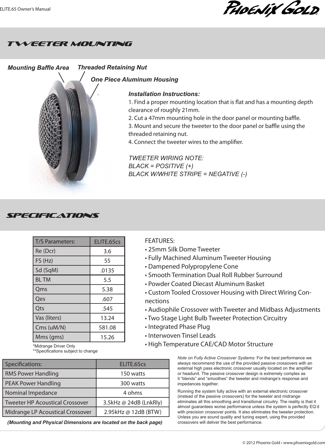Page 3 of 4 - Phoenix-Gold Phoenix-Gold-Phoenix-Gold-Car-Speaker-65Cs-Users-Manual-  Phoenix-gold-phoenix-gold-car-speaker-65cs-users-manual