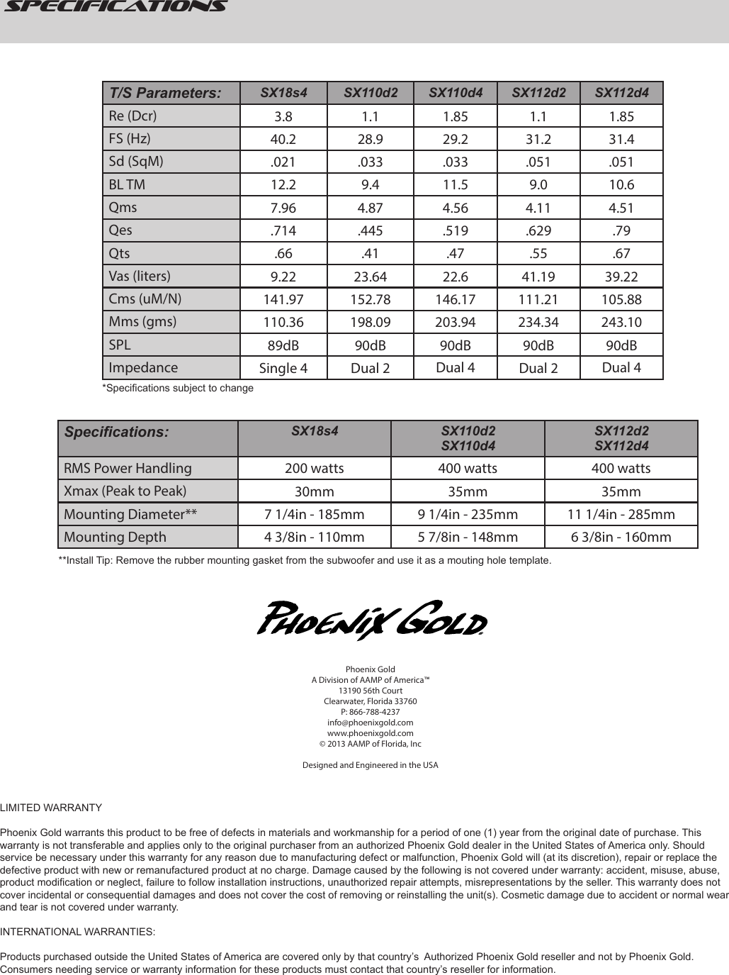 Page 4 of 4 - Phoenix-Gold Phoenix-Gold-Phoenix-Gold-Speaker-Sx110D2-Users-Manual-  Phoenix-gold-phoenix-gold-speaker-sx110d2-users-manual