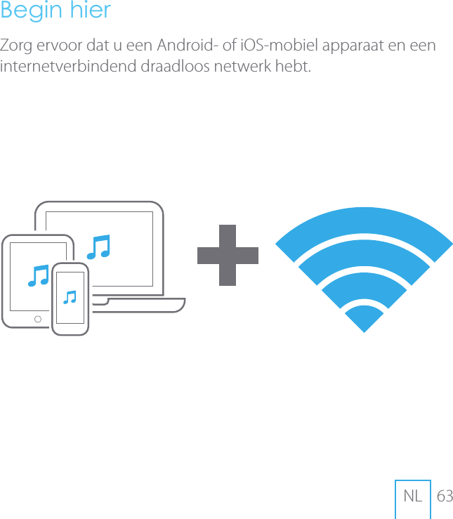 63NLBegin hierZorg ervoor dat u een Android- of iOS-mobiel apparaat en een internetverbindend draadloos netwerk hebt.