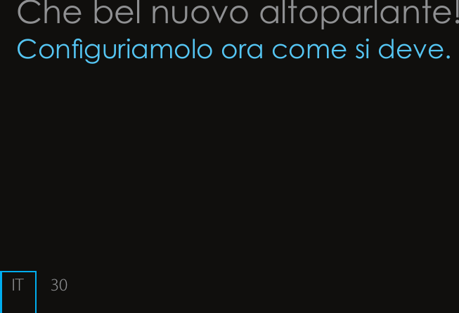 IT 30Che bel nuovo altoparlante!Conguriamolo ora come si deve.