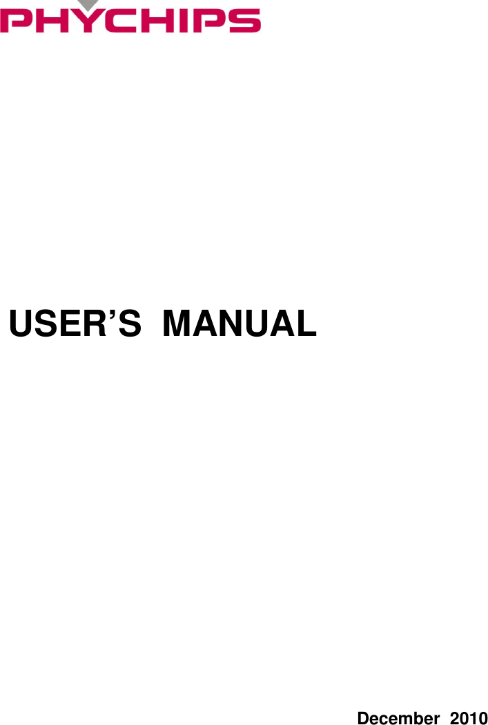               USER&rsquo;S  MANUAL                 December  2010          