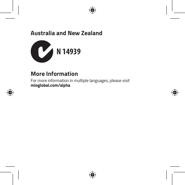 Australia and New Zealand N 14939More InformationFor more information in multiple languages, please visit  mioglobal.com/alpha