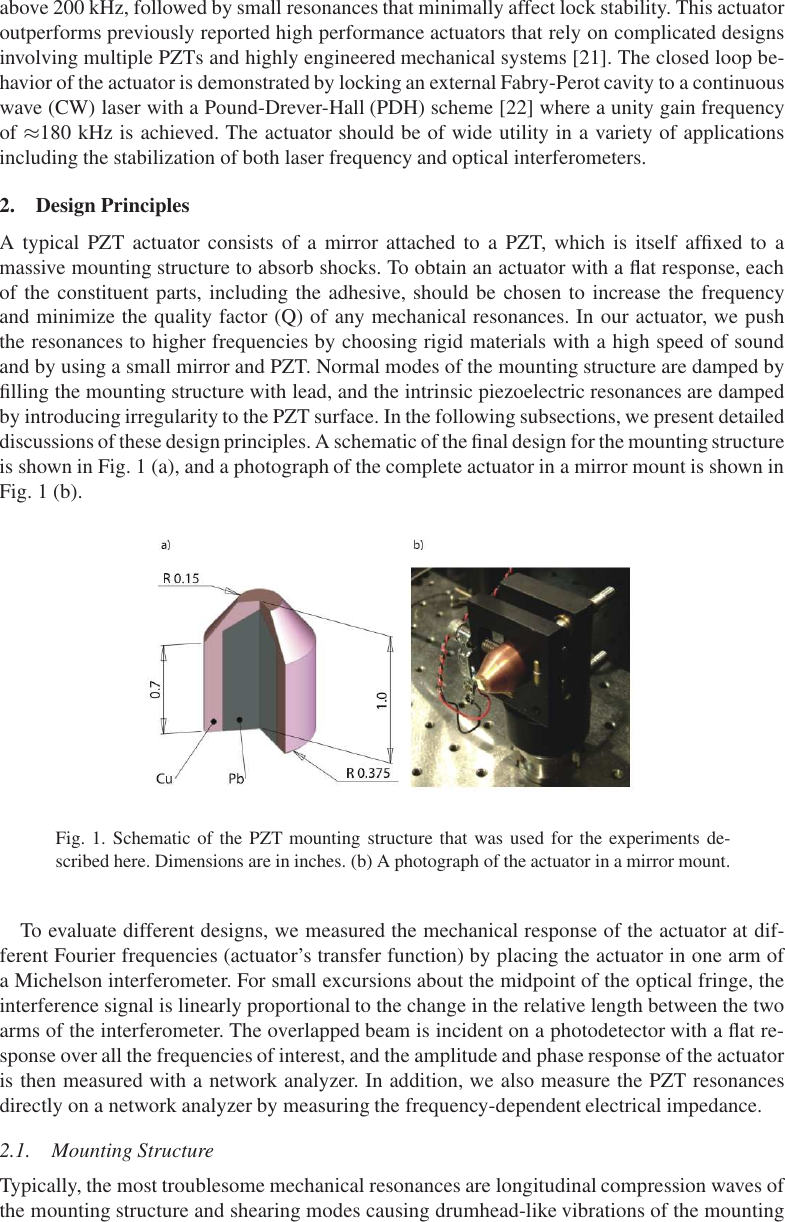 Page 3 of 8 - Physik Instrumente PZT Paper TO SUBMIT.dvi Brochure: Simple Piezoelectric-Actuated Mirror With 180 K Hz Servo Bandwidth The  PL033.31 Of (PI) Was Used For Ing Effect Lead. 1003.5962v1