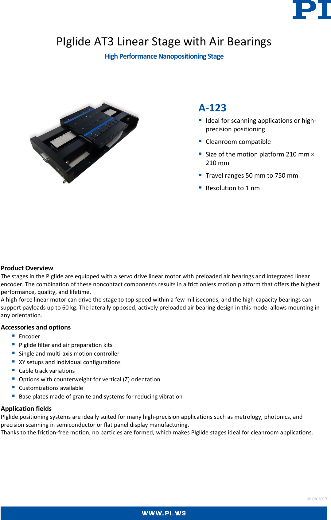 Page 1 of 6 - Physik Instrumente A-123 Datasheet