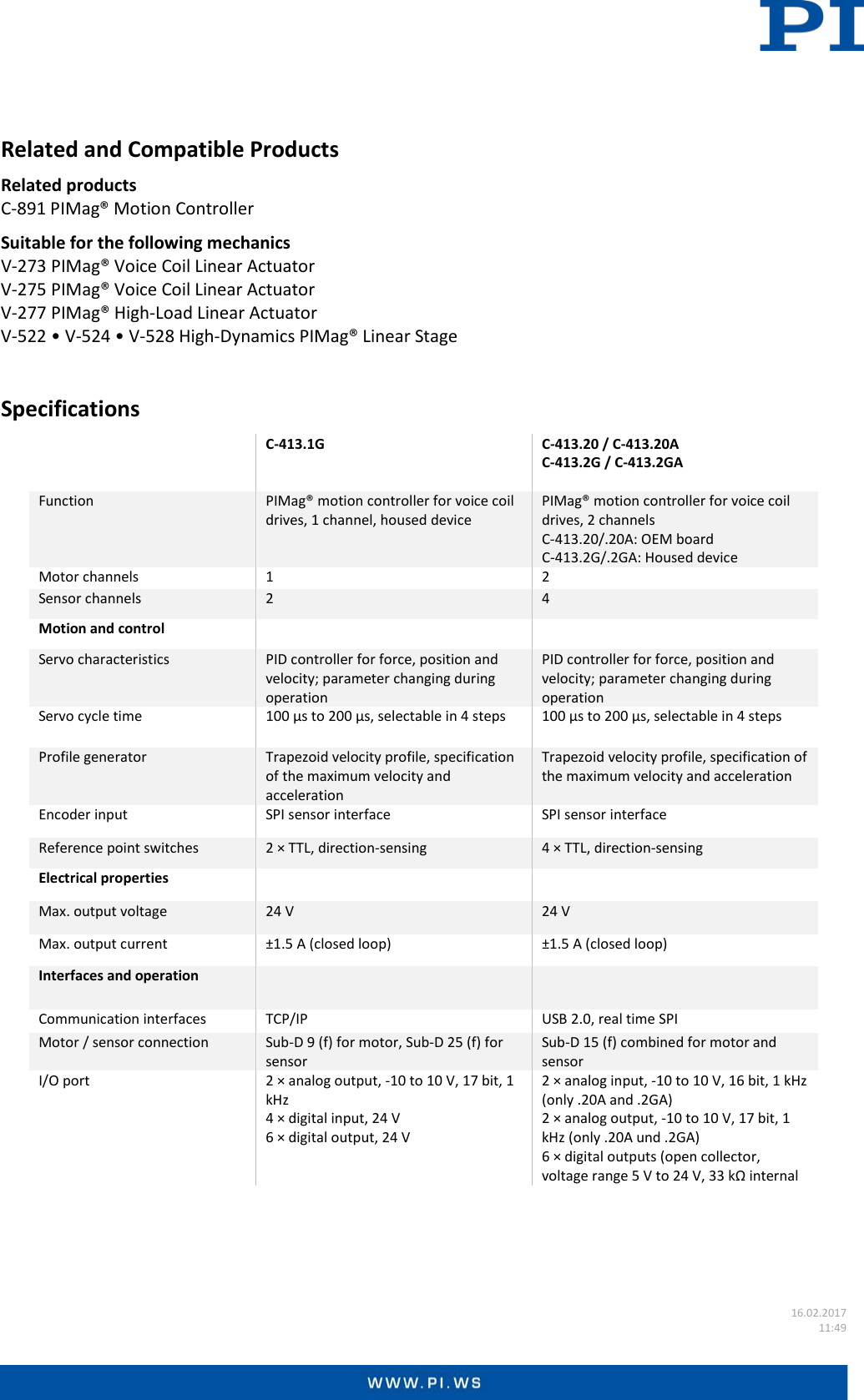 Page 2 of 3 - Physik Instrumente Datasheet  C-413