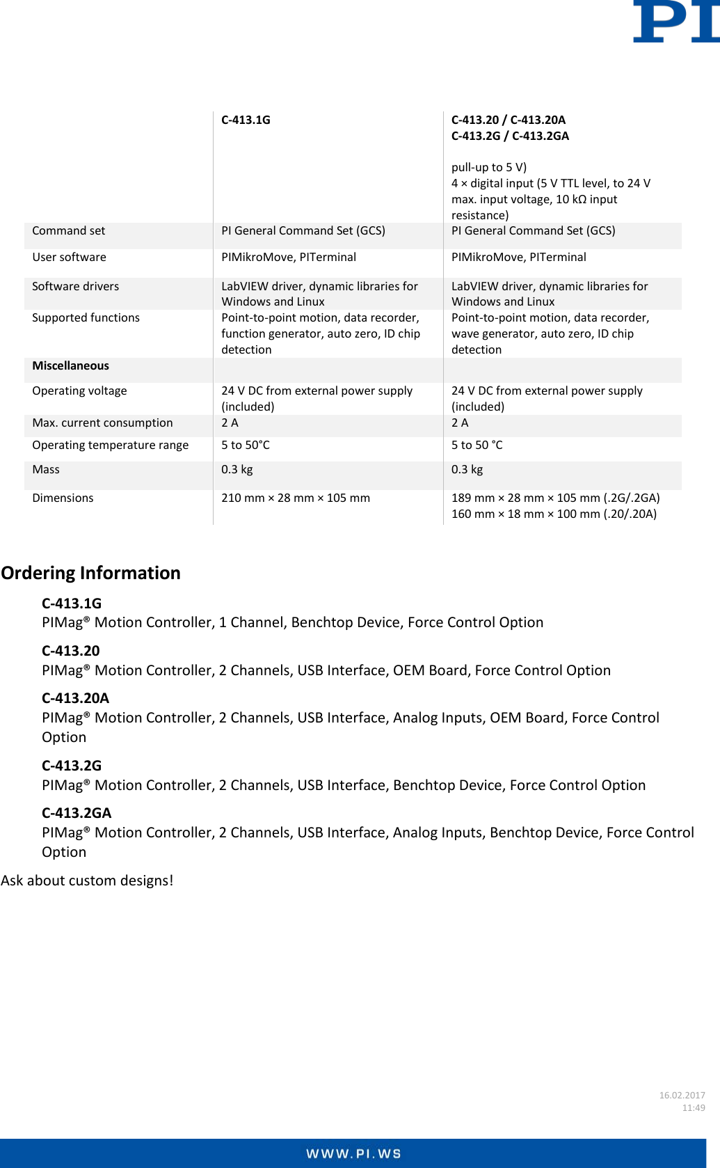 Page 3 of 3 - Physik Instrumente Datasheet  C-413
