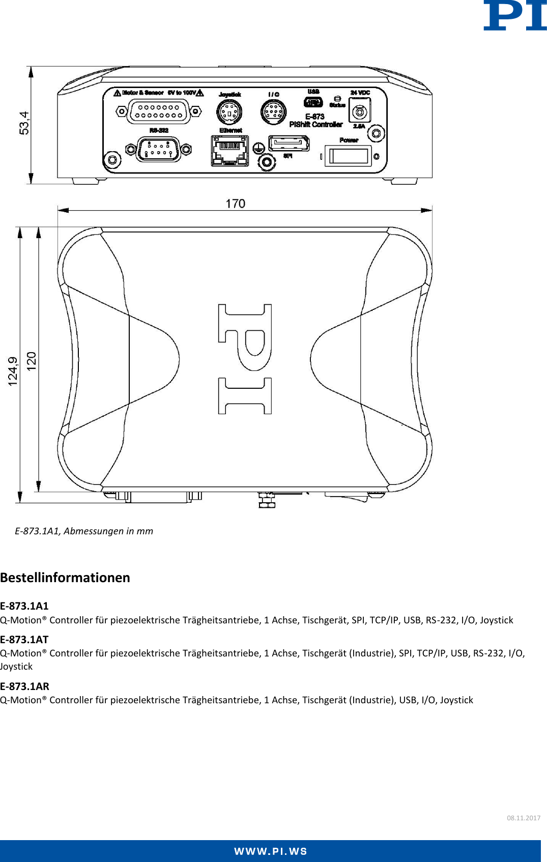 Page 5 of 5 - Physik Instrumente E-873 Datenblatt  E-873-Datenblatt