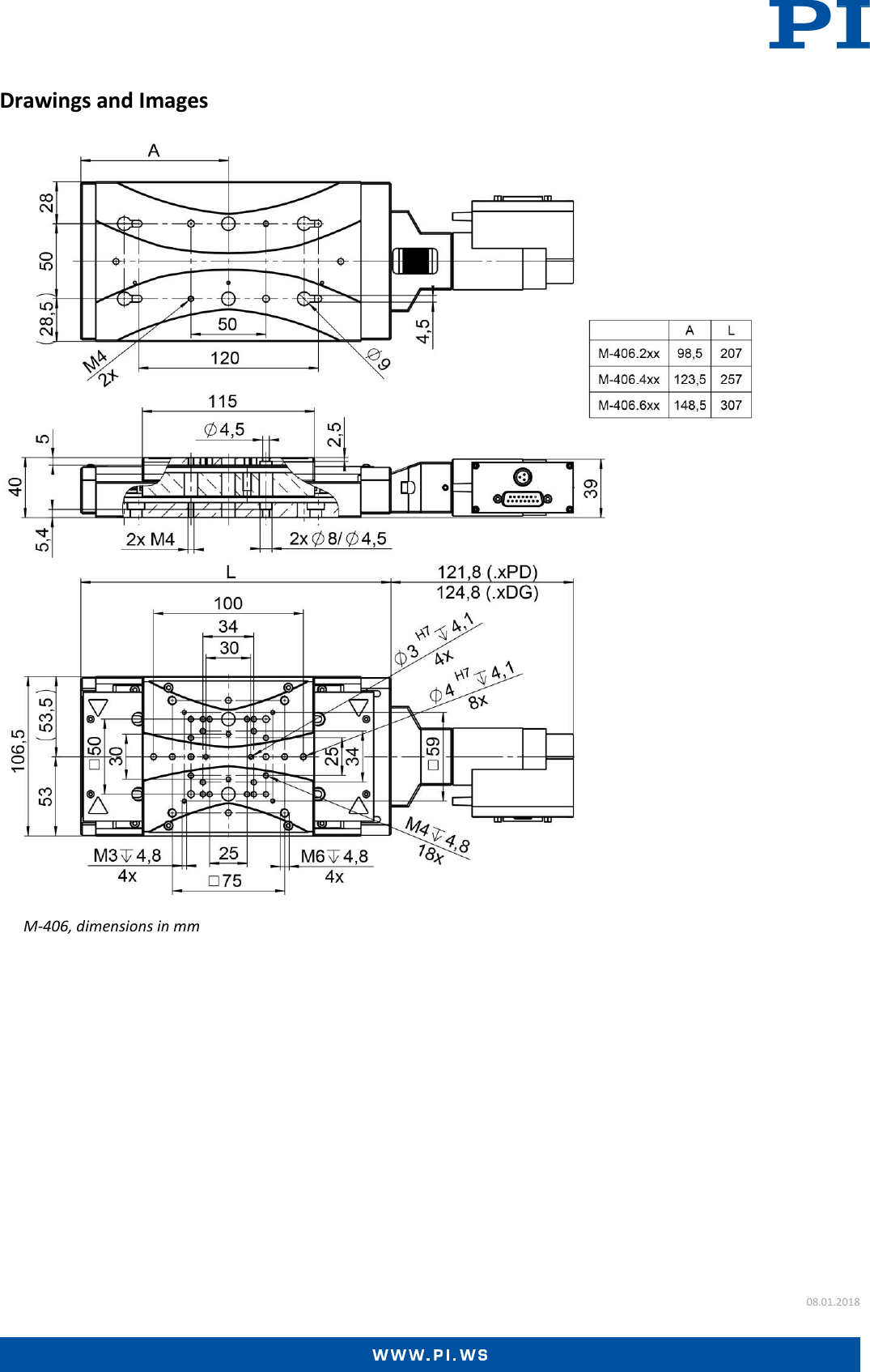 Physik Instrumente M 406 Datasheet