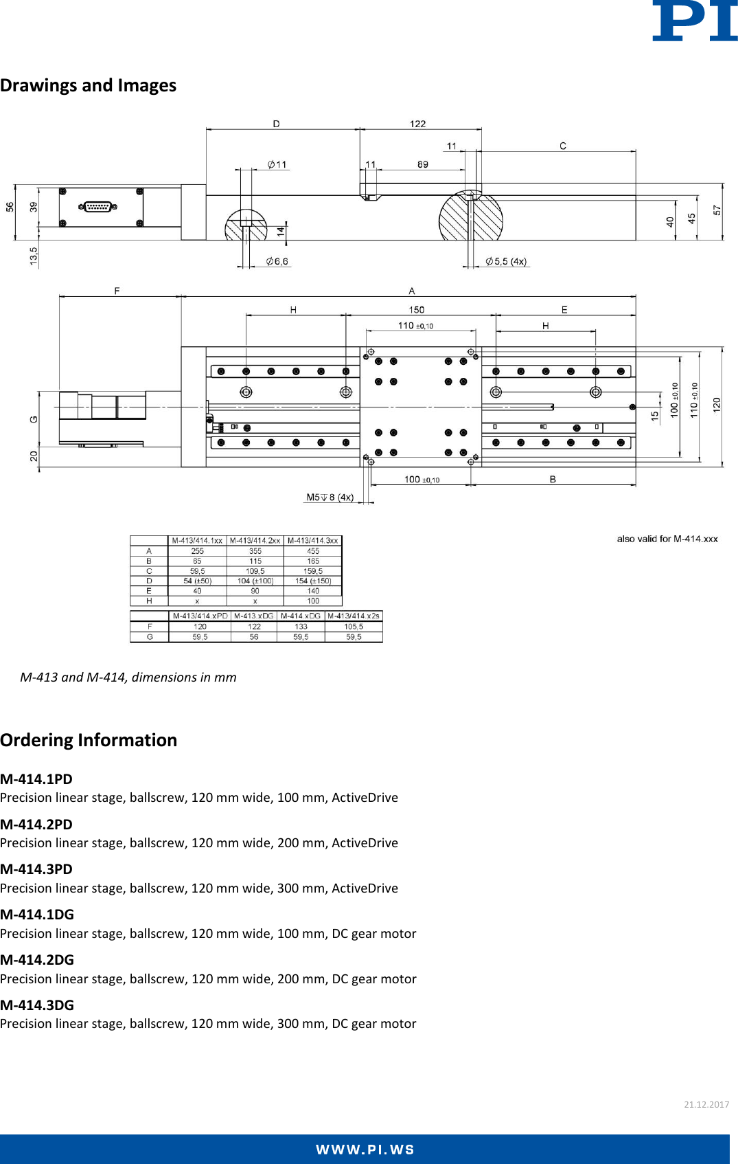 Page 3 of 3 - Physik Instrumente M-414 Datasheet  M-414-Datasheet