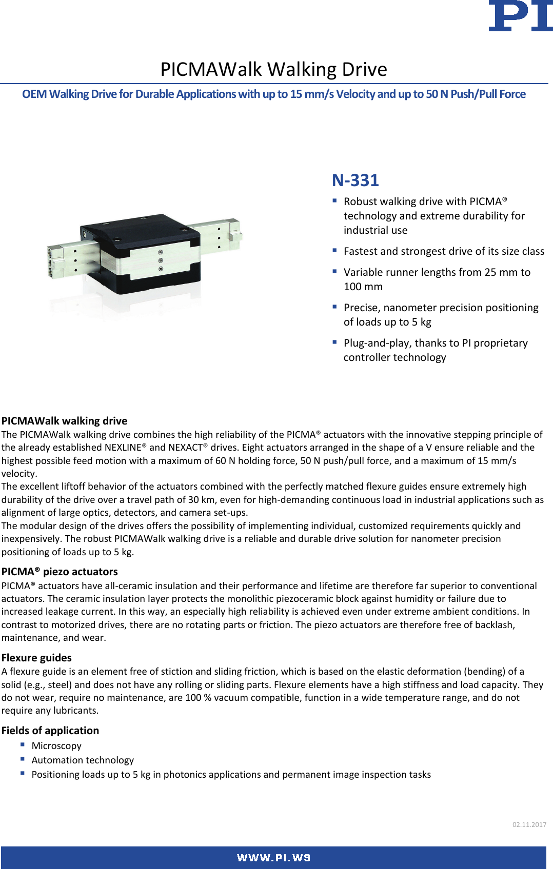 Page 1 of 4 - Physik Instrumente N­331 Datasheet  N-331-Datasheet