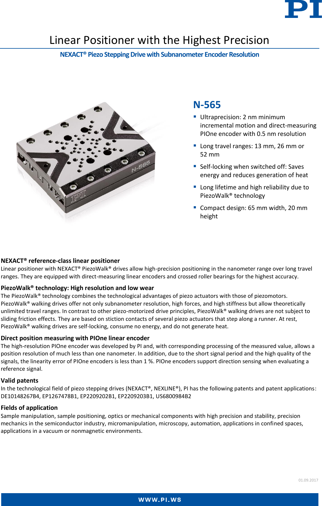 Page 1 of 3 - Physik Instrumente N-565 Datasheet  N-565-Datasheet