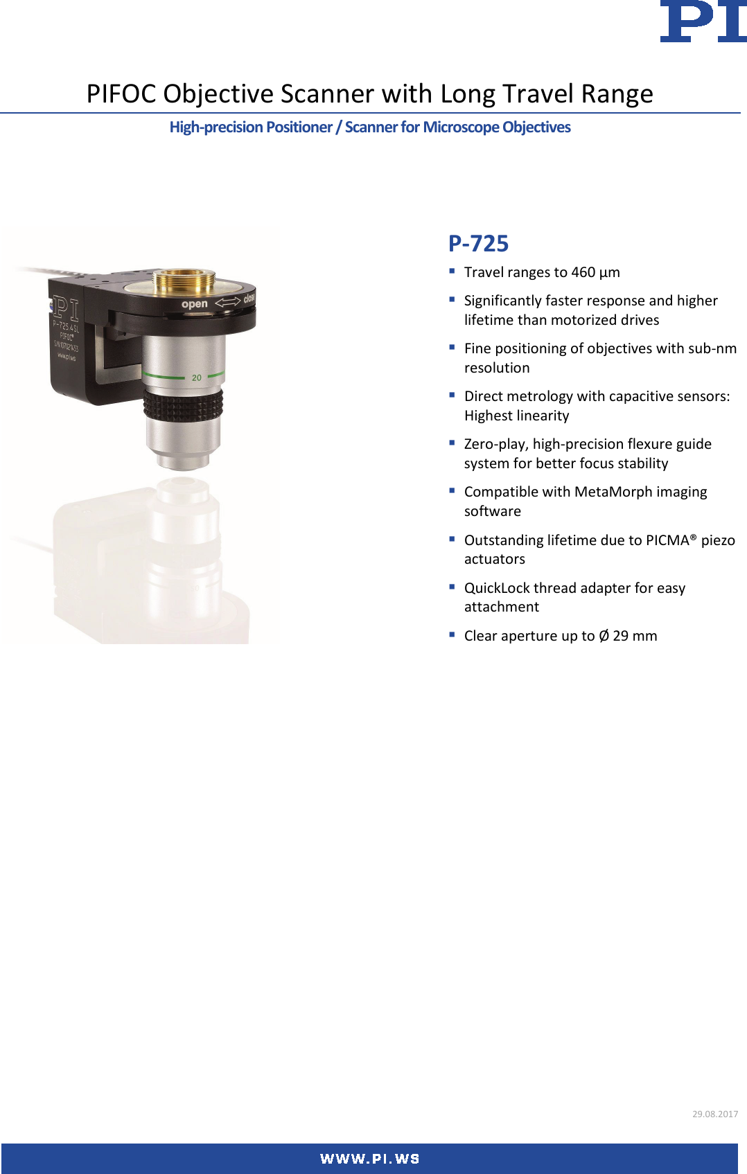 Page 1 of 5 - Physik Instrumente P-725 Datasheet