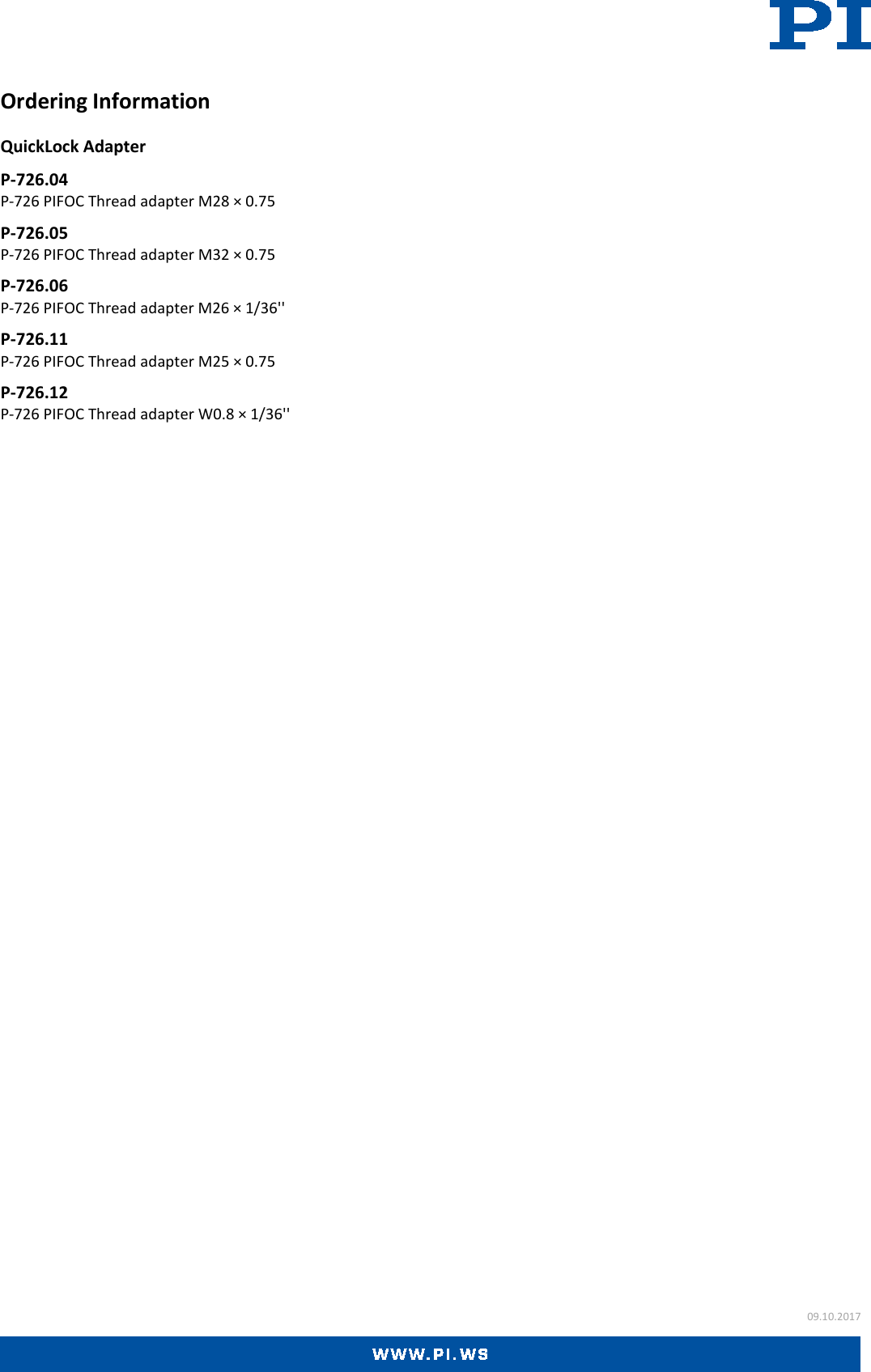 Page 3 of 3 - Physik Instrumente P-726 Datasheet  P-726.xx-Datasheet-EN