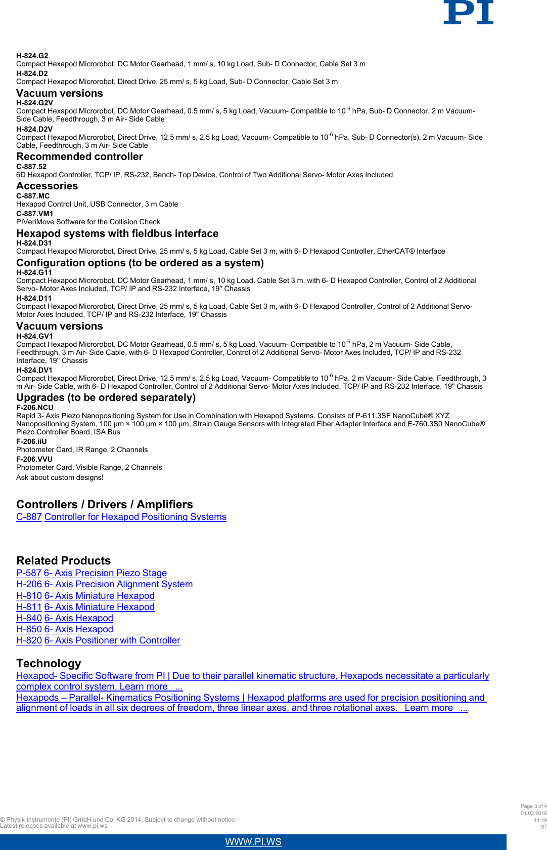 Page 3 of 4 - Physik Instrumente  PI Data Sheet H-824