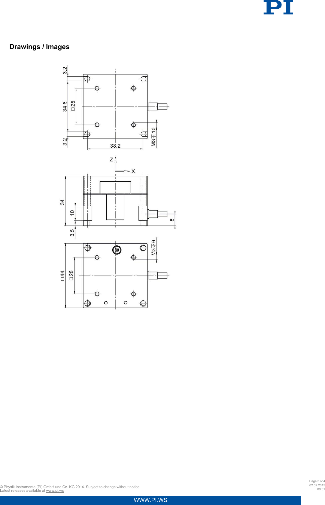 Page 3 of 4 - Physik Instrumente PI Datasheet P-611 XZ - 2 20150122