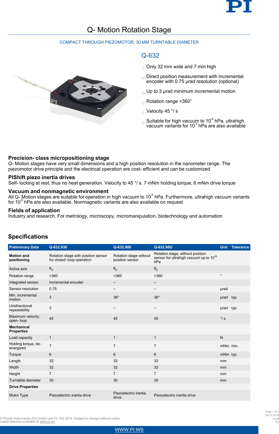 Physik Instrumente Pi Datasheet Q