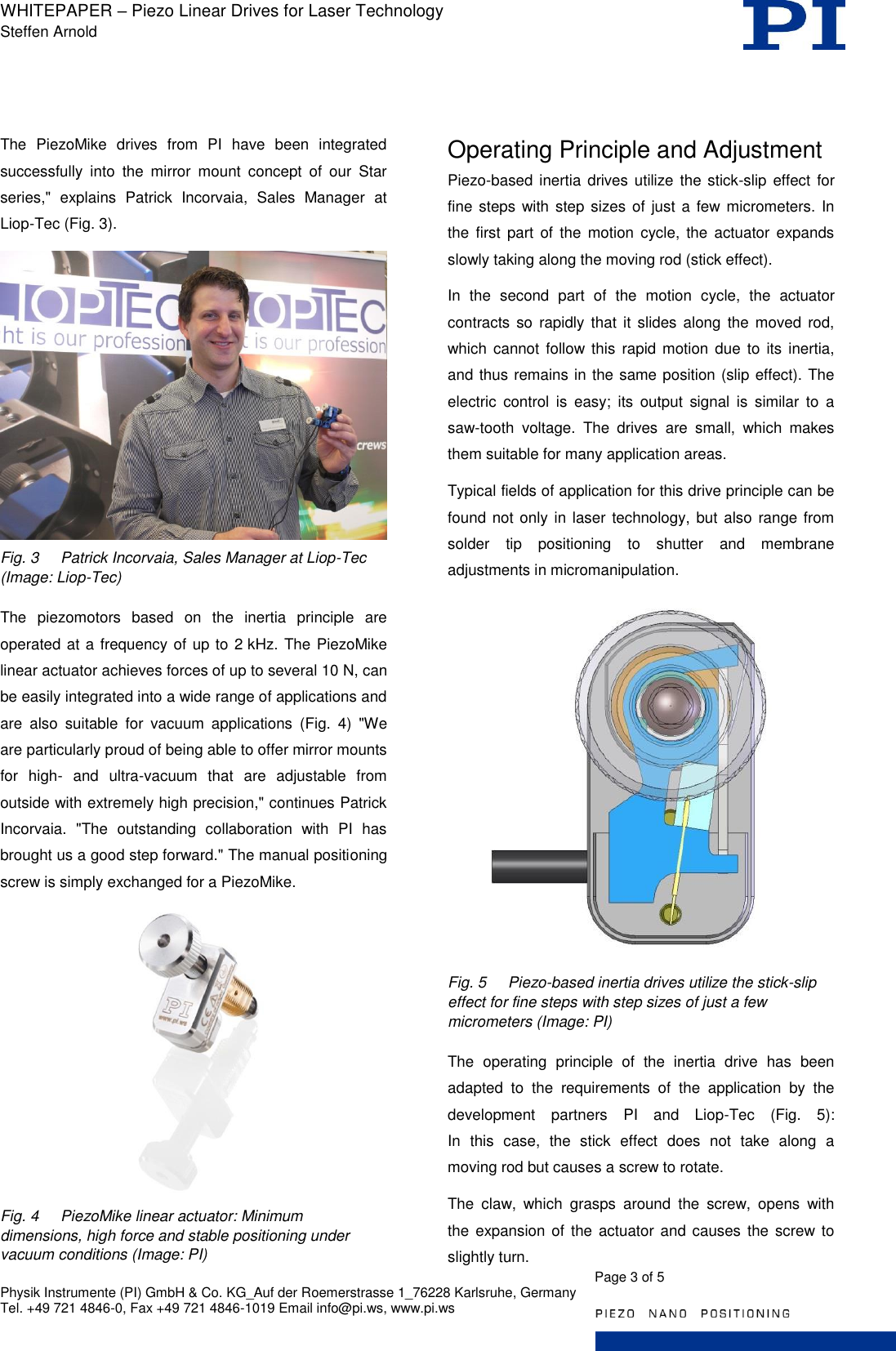Page 3 of 5 - Physik Instrumente  PI WP Pi1124 Piezo Linear Drives For Laser Technology