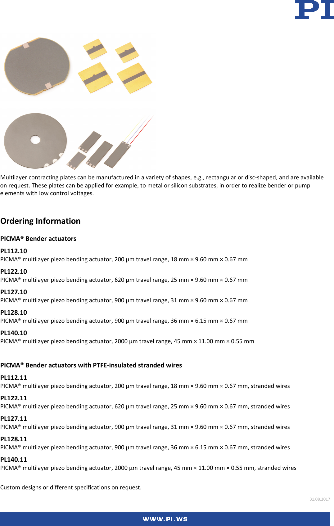 Page 3 of 3 - Physik Instrumente PL112 – PL140 Datasheet  PL112-Datasheet