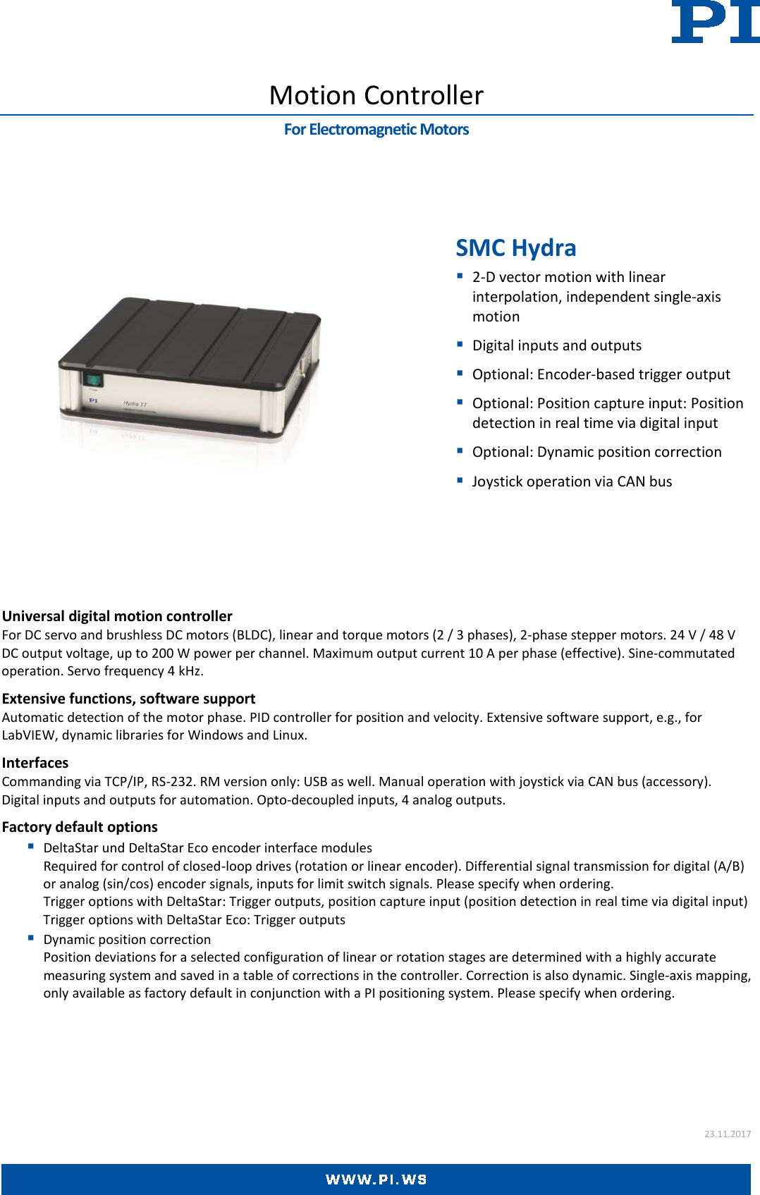 Page 1 of 5 - Physik Instrumente SMC Hydra Datasheet Hydra-Datasheet