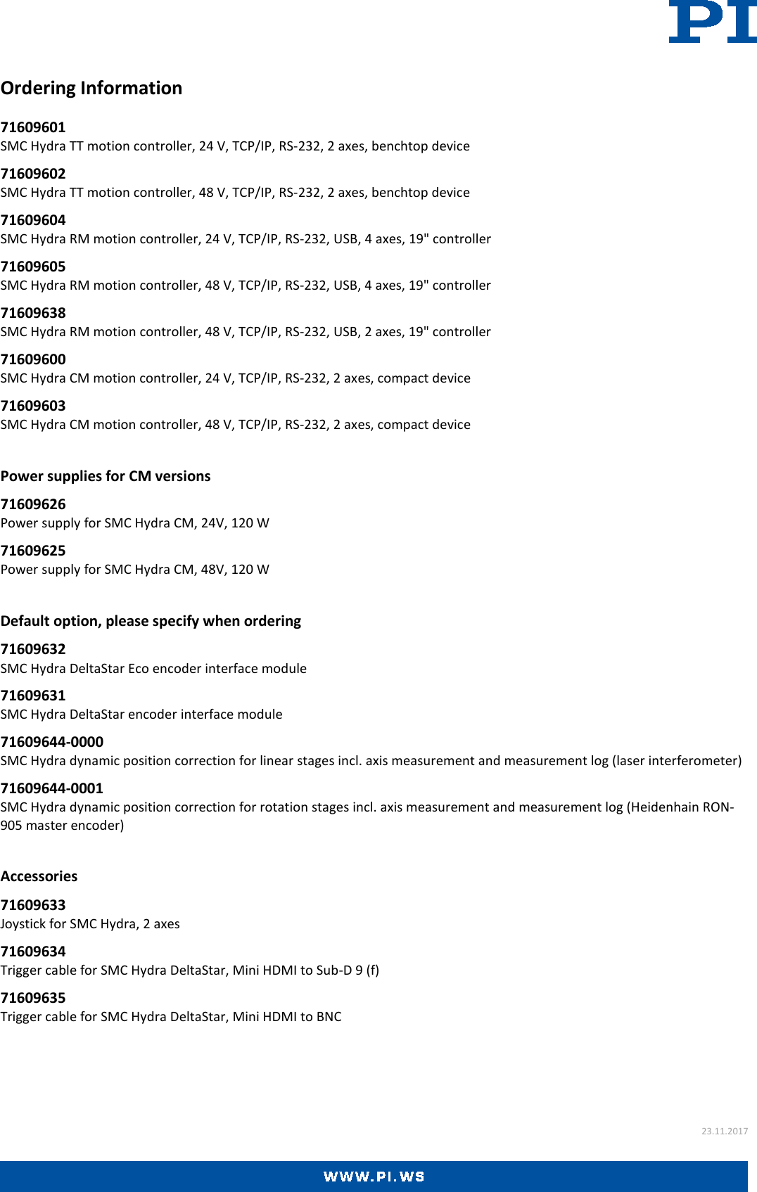 Page 5 of 5 - Physik Instrumente SMC Hydra Datasheet Hydra-Datasheet