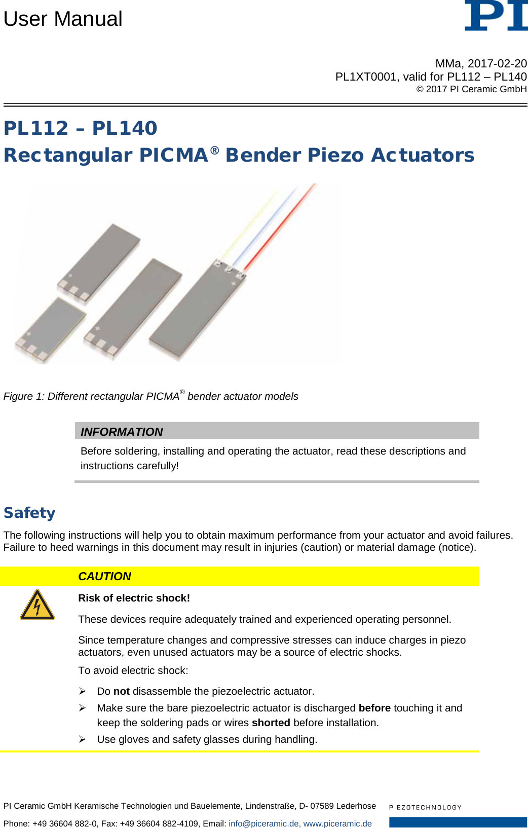 Page 1 of 9 - Physik Instrumente  User Manual PL1x T0001