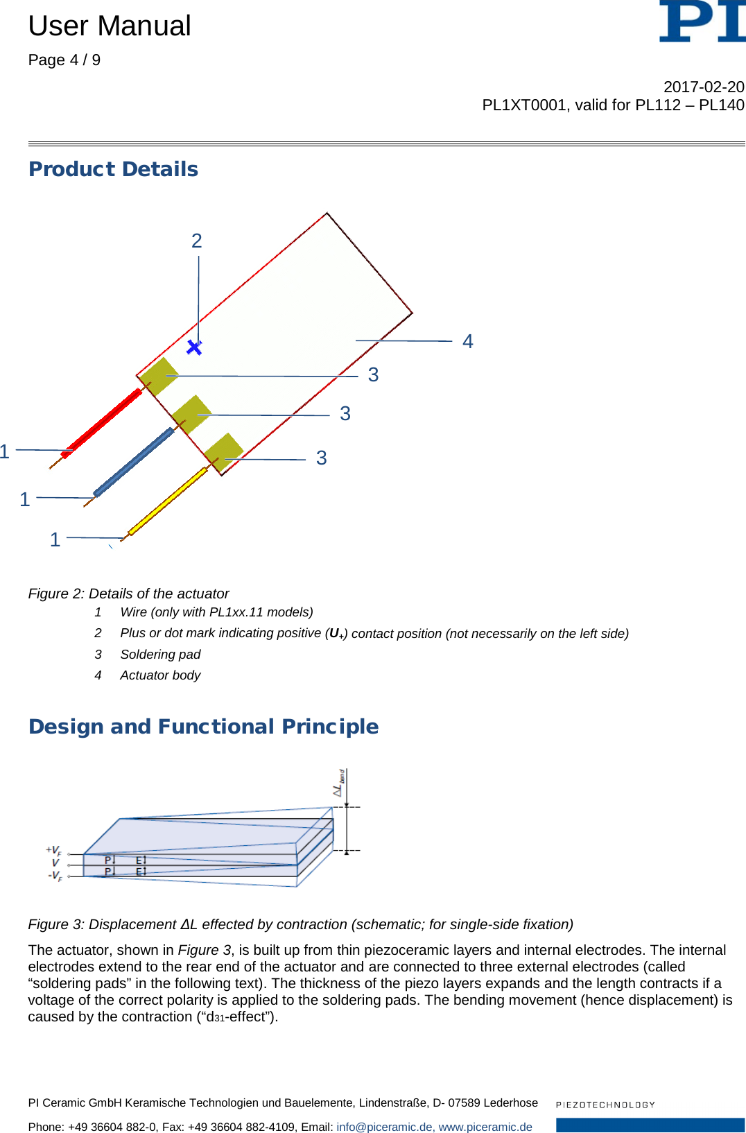 Page 4 of 9 - Physik Instrumente  User Manual PL1x T0001