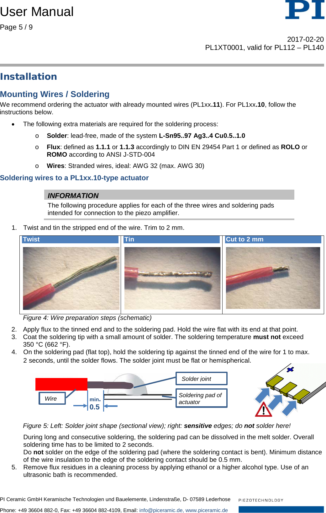 Page 5 of 9 - Physik Instrumente  User Manual PL1x T0001