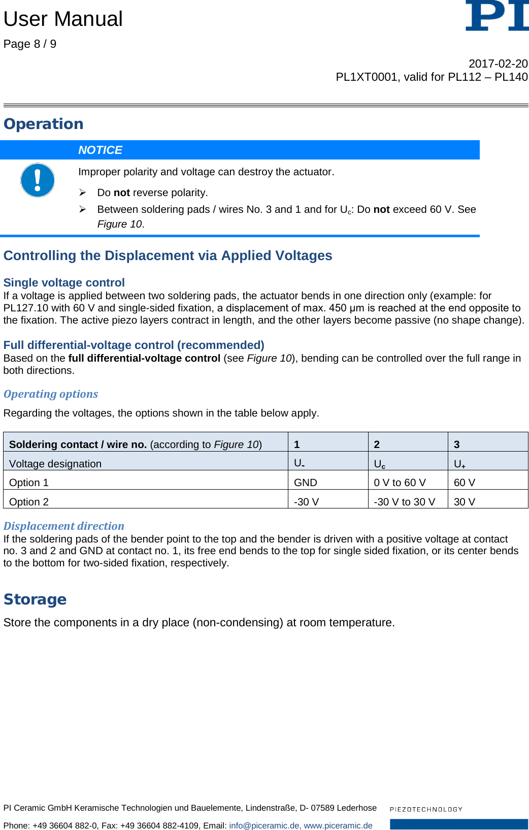 Page 8 of 9 - Physik Instrumente  User Manual PL1x T0001