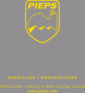 HERSTELLER / MANUFACTURERPIEPS GmbH, Parkring 4, 8403 Lebring, Austriawww.pieps.com