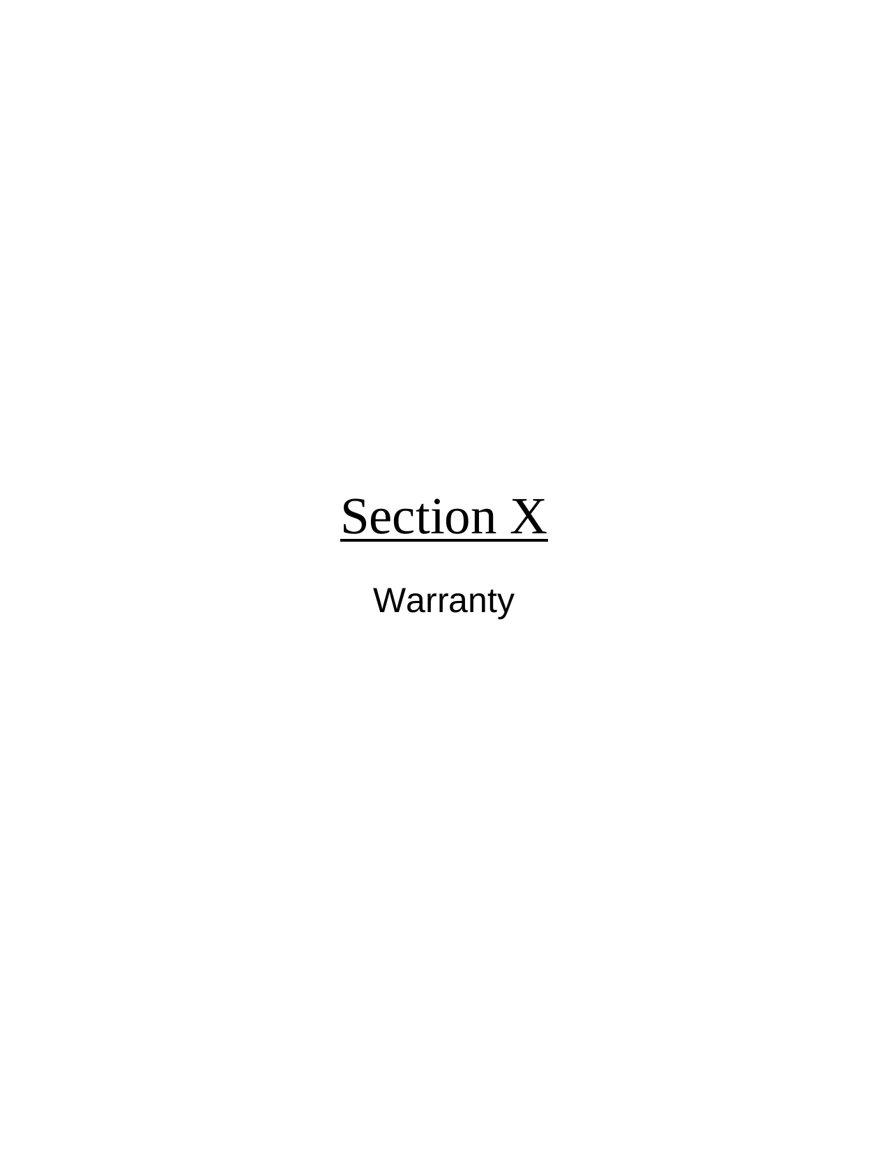 Section XWarranty